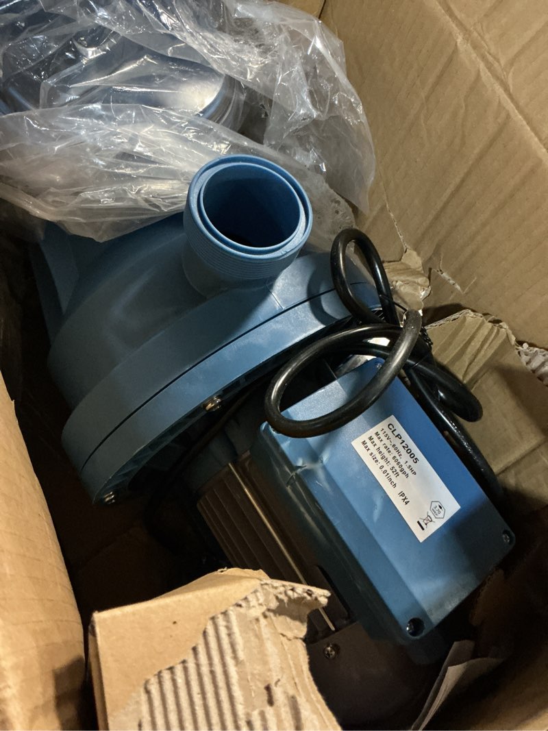 Condition photo showing Good Condition for bluswim 1.5 hp self-priming pool pump, max 6060gph high flow & 52ft head lift energy efficient in/above ground pool pump, w/ 1.25"/ 1.5" / 2" hose adapter, boost water circulation & filtration brown blue