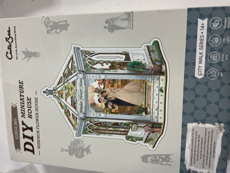 Condition photo showing New/Like New for cutebee diy miniature house kit - 3d wooden puzzle flower house florist book nook kit model building set, bookshelf room decor, diy craft gifts for adults teens 14+ (windsor flower house)