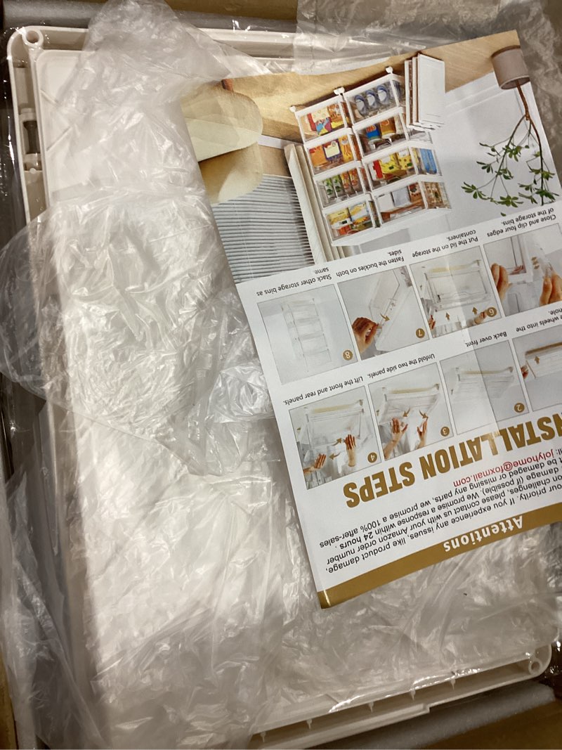 Condition photo showing Good Condition for snslxh portable clear storage bins with lid & wheels, 24qt clear storage bins with lid, 4-tier plastic bins with wheels, stackable, magnetic doors, for bedroom, living room, office 34.6*14.96*11in