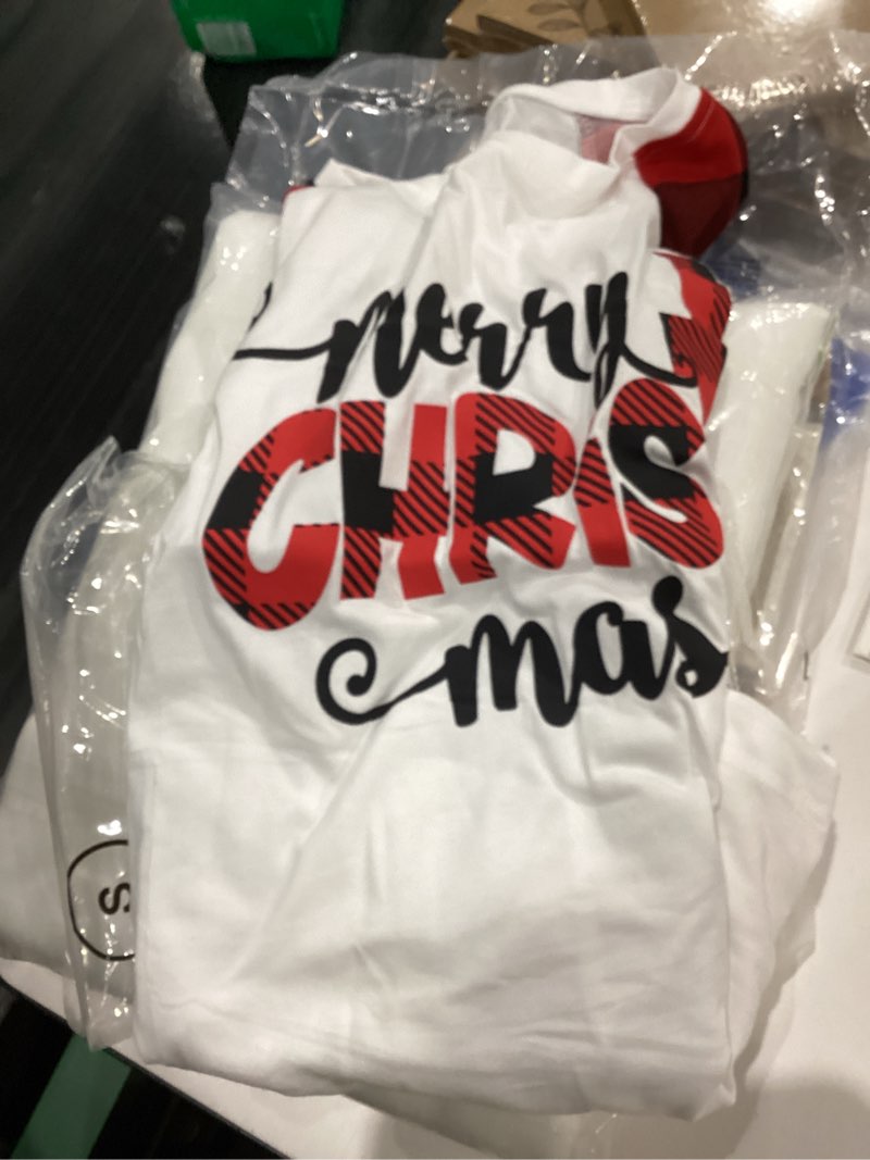 Condition photo showing Good Condition for Christmas Shirt for Women Believe Letter Print T Shirts asual Retro Holiday Short Sleeve Pullover Tops Xmas Gift Large White5-no2