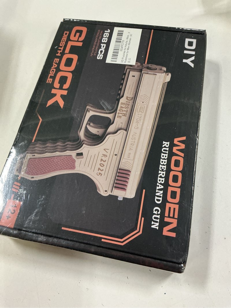 Condition photo showing New/Like New for 3D Wooden Gun Puzzle, Rubber Band Gun Model DIY Building Toys Mechanical Model - Multi-Player Game with Rubber Bands, Crafts for Adults (Classic-Pistol)