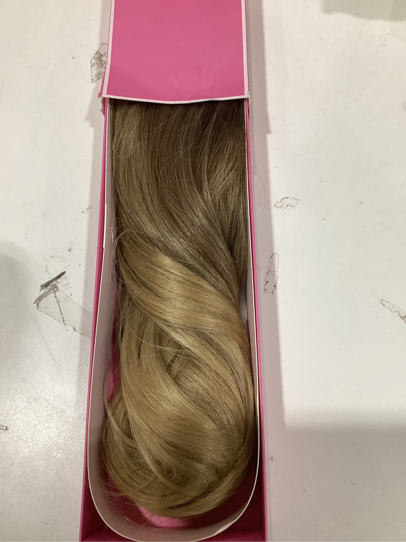 Condition photo showing New/Like New for fine plus 18'' hair toppers for women, synthetic hair topper adds volume and top coverage for thinning hair & gray roots with natural body wavy texture in ombre brown blonde 18 inch ombre brown blonde