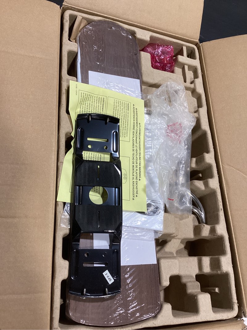 Condition photo showing Good Condition for Harbor Breeze Armitage 52-in Brushed Nickel with Toffee/cocoa Blades Flush Mount Ceiling Fan