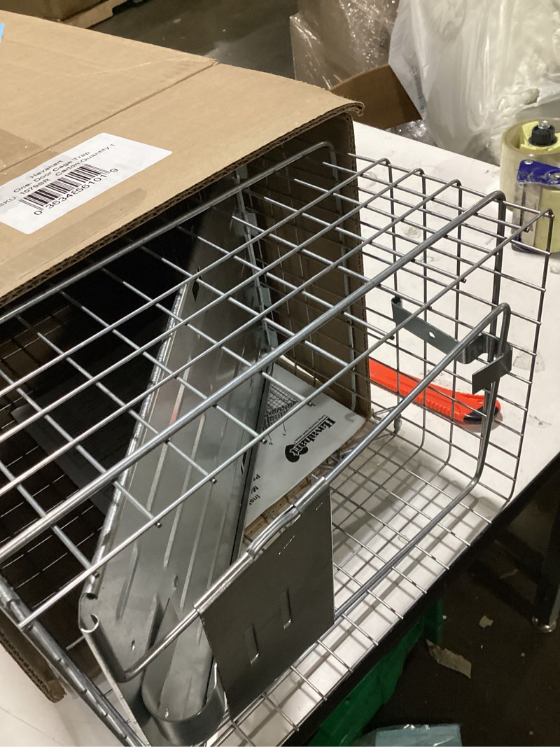 Condition photo showing As Is for havahart 1079sr large 1-door humane catch and release live animal trap cage - live raccoon trap, for bobcats, beavers, dogs, & more