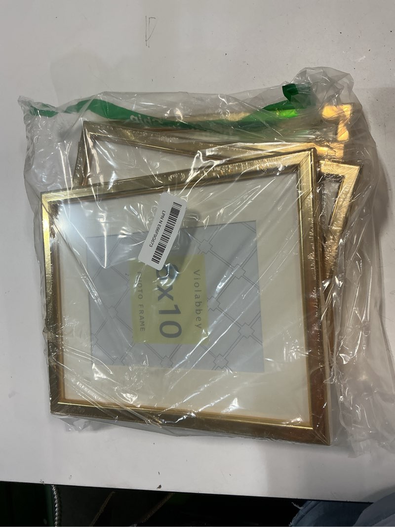 Condition photo showing Good Condition for violabbey 8x10 picture frame light gold set of 4 with mat wall or tabletop light gold 8x10