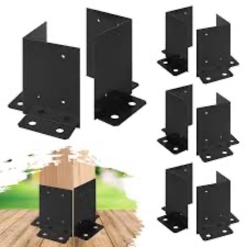 Cskunxia 8Pcs Anchor Base, Black Powder-Coated Brackets, Heavy Duty Wood Brackets for Pergola Railin