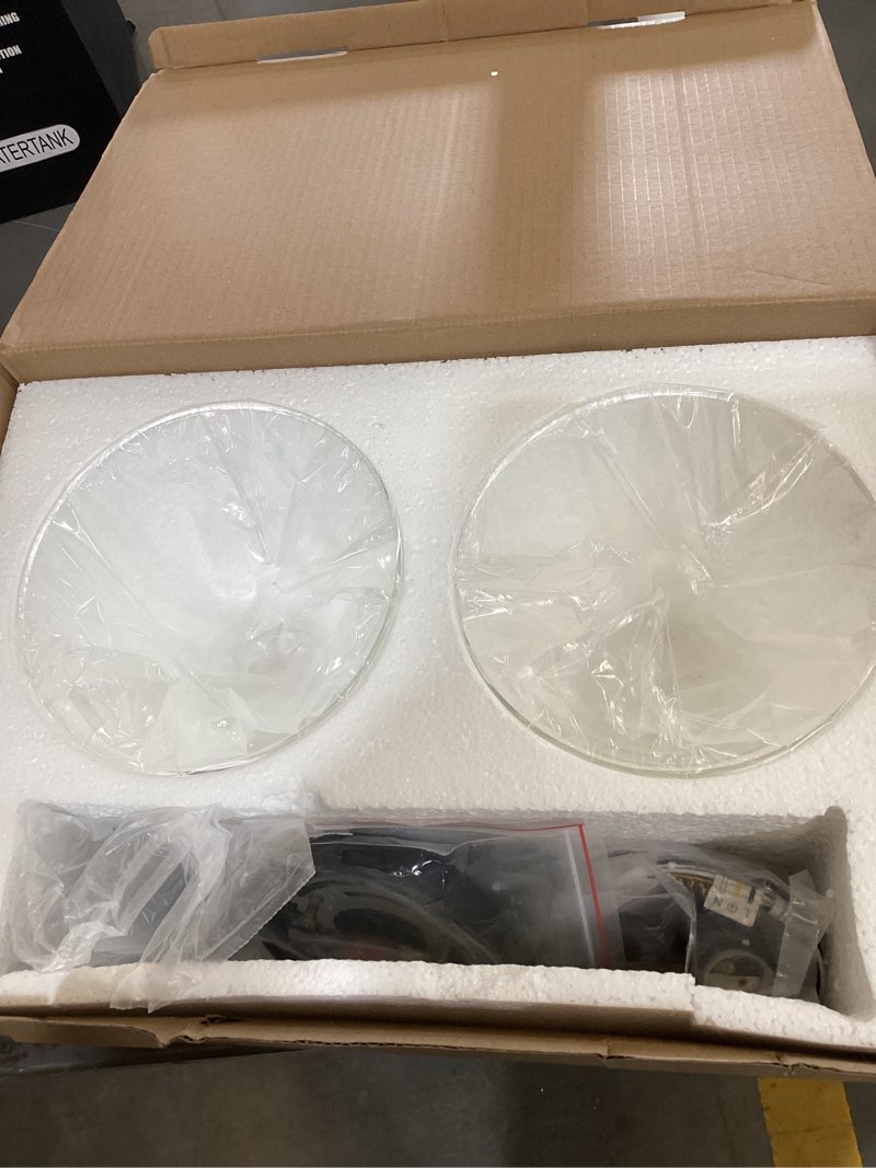 Condition photo showing Good Condition for phansthy 2-light industrial wall light black wall sconce light fixture with dual 7.3 inches cone clear glass canopy (black)