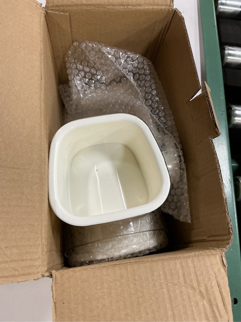 Condition photo showing As Is for rotary cheese grater with handle - vegetable shredder with 5 blades & strong suction base, round slicer & food chopper for kitchen (white)