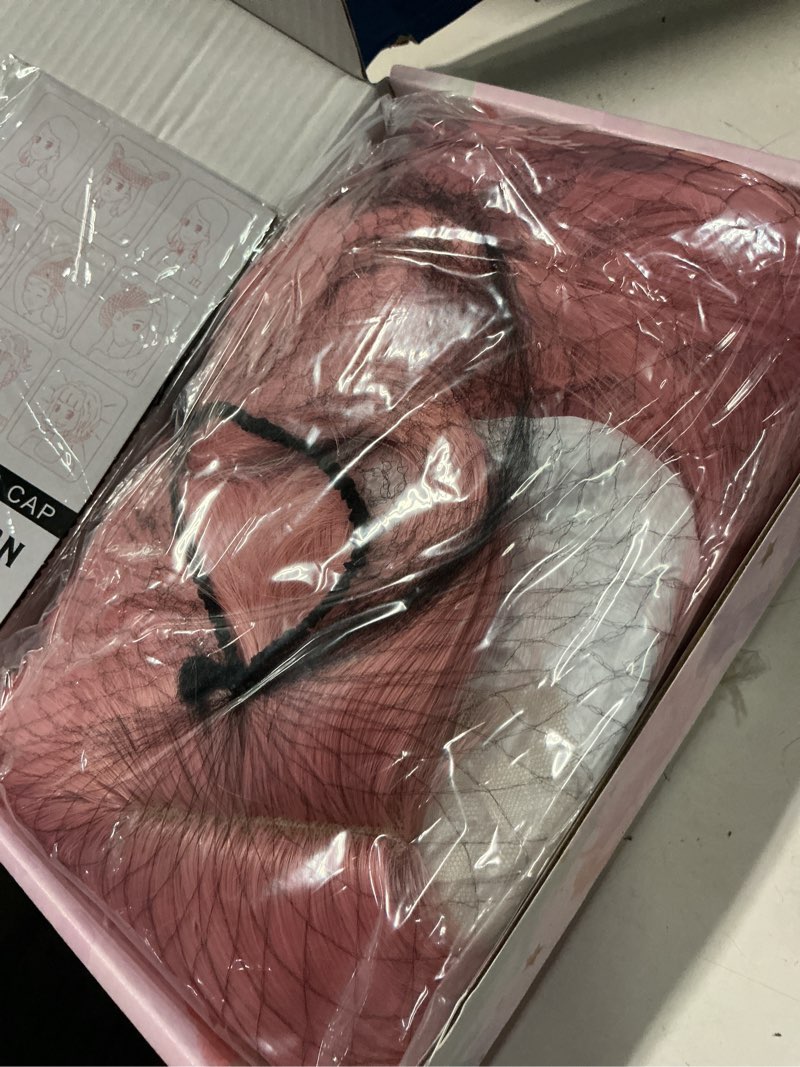 Condition photo showing New/Like New for ybymcai pink wig - long pink wavy wigs for women middle part pastel pink 26 inch natural curly synthetic wig heat resistant fiber wigs for daily party use