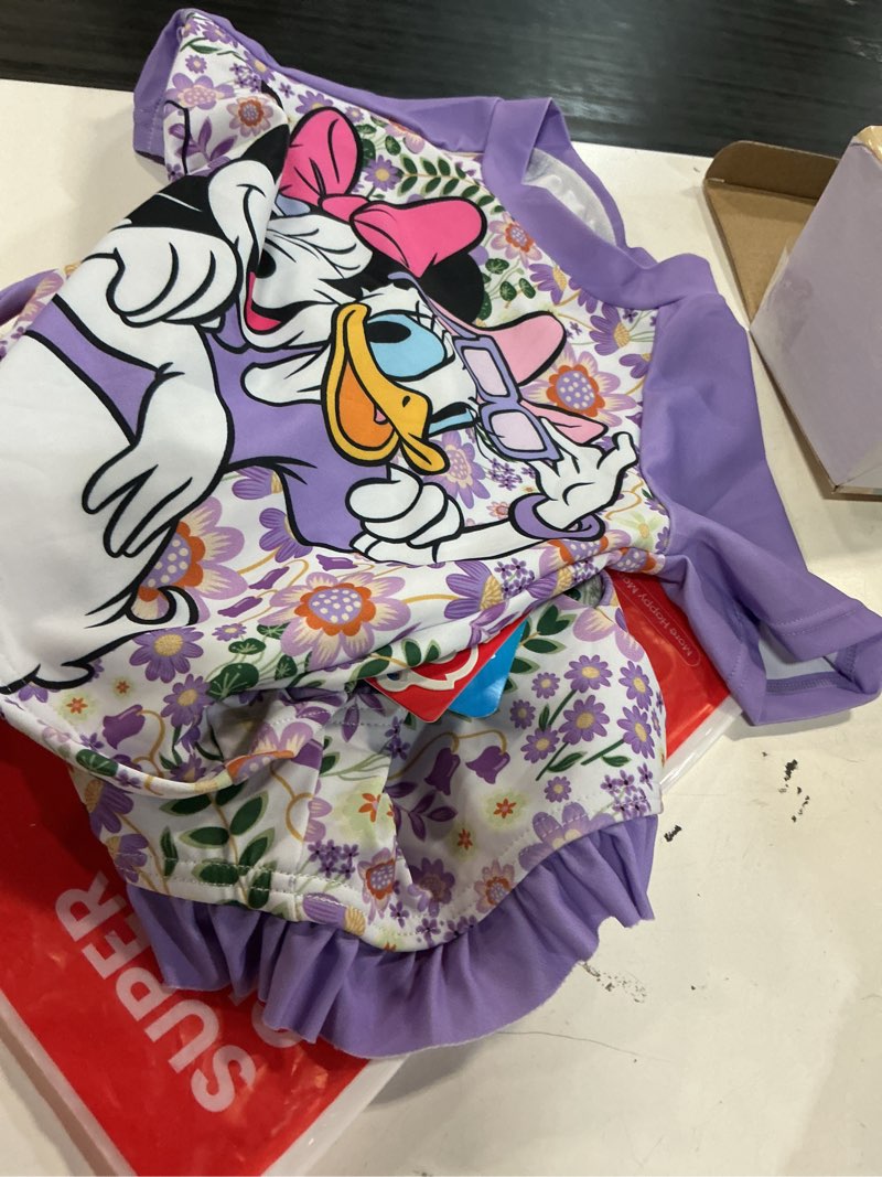 Condition photo showing Good Condition for disney princess frozen marvel elsa minnie toddler girl swimsuit tankini bathing suit 2 piece swimwear upf 50+ rashguard 3t disney minnie-purple