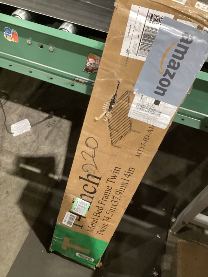 Condition photo showing Good Condition for ROIL 14 inch Twin Bed Frames with Headboard Hole and Round Corner Legs Mattress Retainers 3500LBS Heavy Duty Steel Slats No Box Spring Needed Platform Noise-Free Easy Assembly Twin 14 Inch