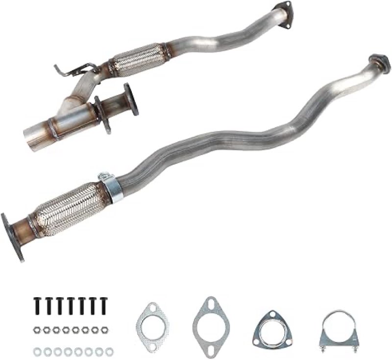 (Incomplete) LELEHOKA Left & Right Catalytic Converter & Front Exhaust Y-Pipe Flex Pipe Compatible with 2004-2008