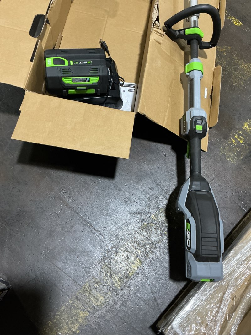 Condition photo showing Good Condition for possibly incomplete ego power+ line iq with powerload st1623t 16 in. 56 v battery string trimmer kit (battery & charger) w/ telescopic shaft & 4.0 ah battery
