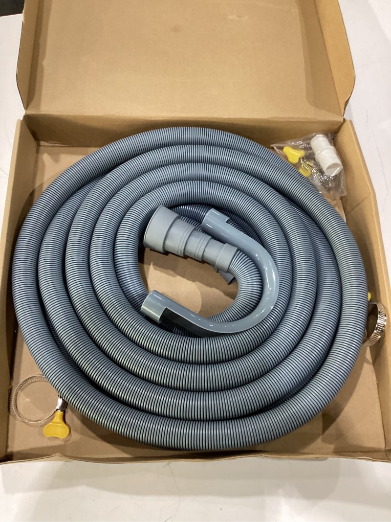Condition photo showing New/Like New for 23ft portable washing machine drain hose extension,extra long washer drain hose kit with 1 adapter, 4 clamps and 1 u-bend holder