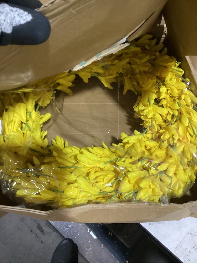 Condition photo showing New/Like New for Large Summer Spring Wreaths for Front Door 26 Inch Spring Summer Door Wreath Easter Wreaths for Front Door Wild Floral Wreath for Farmhouse Porch Wall Wedding Living Room Home Decor Aesthetic(Yellow)