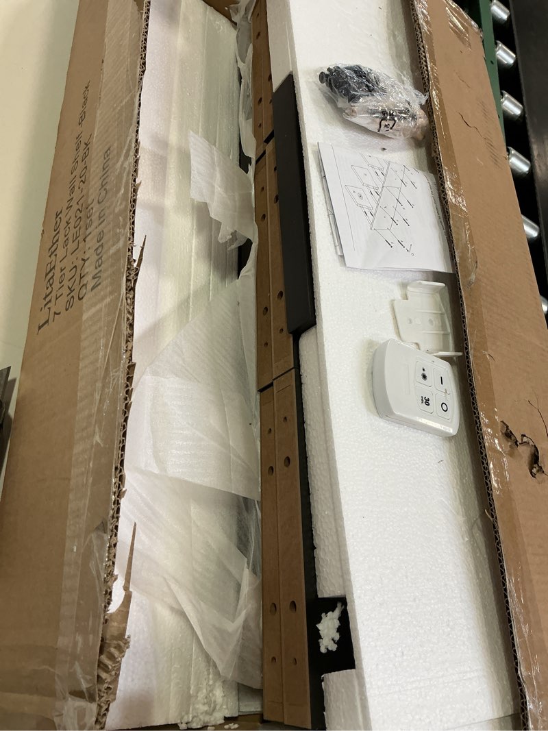 Condition photo showing New/Like New for Versatile 7 Tier Wall Shelf Unit,Black Lack Wall Shelf,Display Floating Shelf with LED Remote Control Light 7 Tier Black