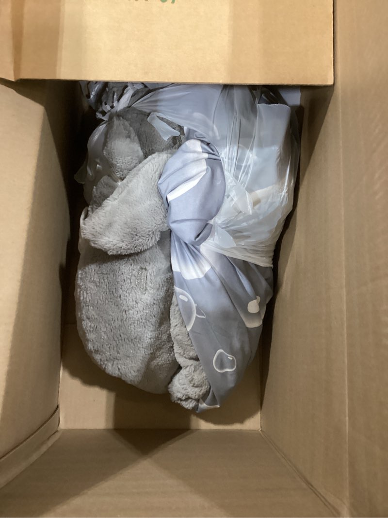 Condition photo showing As Is for happy nappers: pillow & sleepy sack medium - grey shark - 54 x 20inches, 2-in-1:plush animal opens into sleeping bag, soft play & nap character, kids 3 and up medium grey
