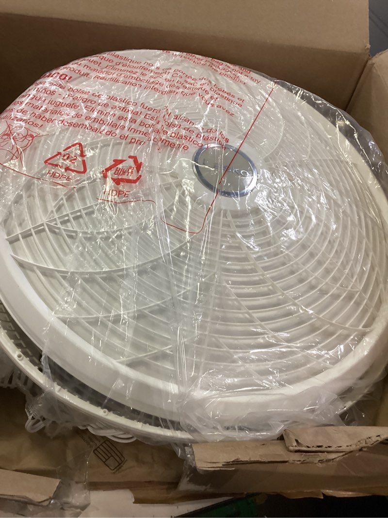 Condition photo showing Good Condition for incomplete  lasko ecoquiet oscillating pedestal fan with whisper quiet dc motor, 12 speeds, 8 hour timer, adjustable height, remote control, white, s18705, large