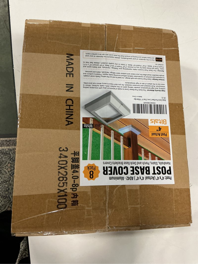 Condition photo showing New/Like New for 8pack 4"(Actual 4"x4") Deck Post Base Cover, Aluminum Split Type Post Skirt, for Stairs, Deck railings, Porches and Deck Base Bracket Covers (White)