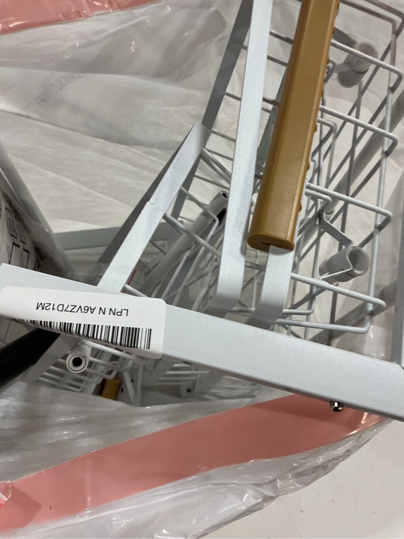 Condition photo showing As Is for ADBIU Under Sink Organizer, 2 Pack 2 Tier Expandable Height (White, Large Size) Large Size White (missing parts)