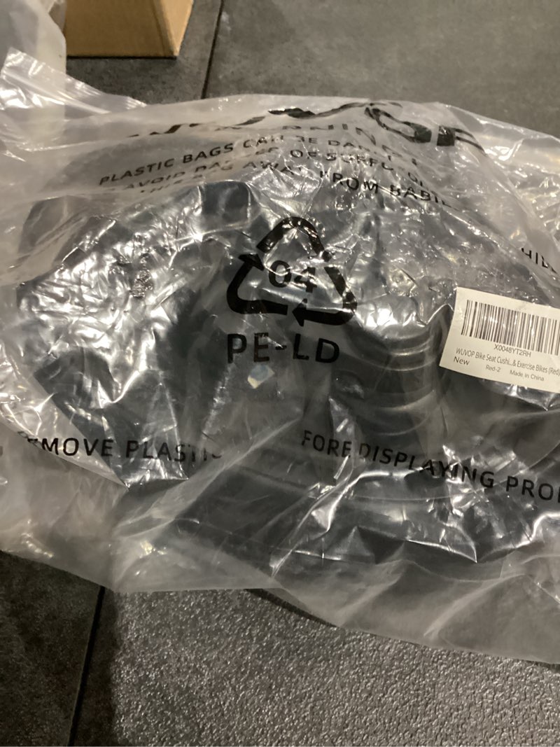 Condition photo showing As Is for Extra Oversized Bike Seat Cushion for Peloton Bike & Bike+, Comfort Bicycle Seat Replacement for Men Women, Wide Bike Saddle Compatible with Peloton Accessories, Exercise, Electric, Cruiser Bikes Red