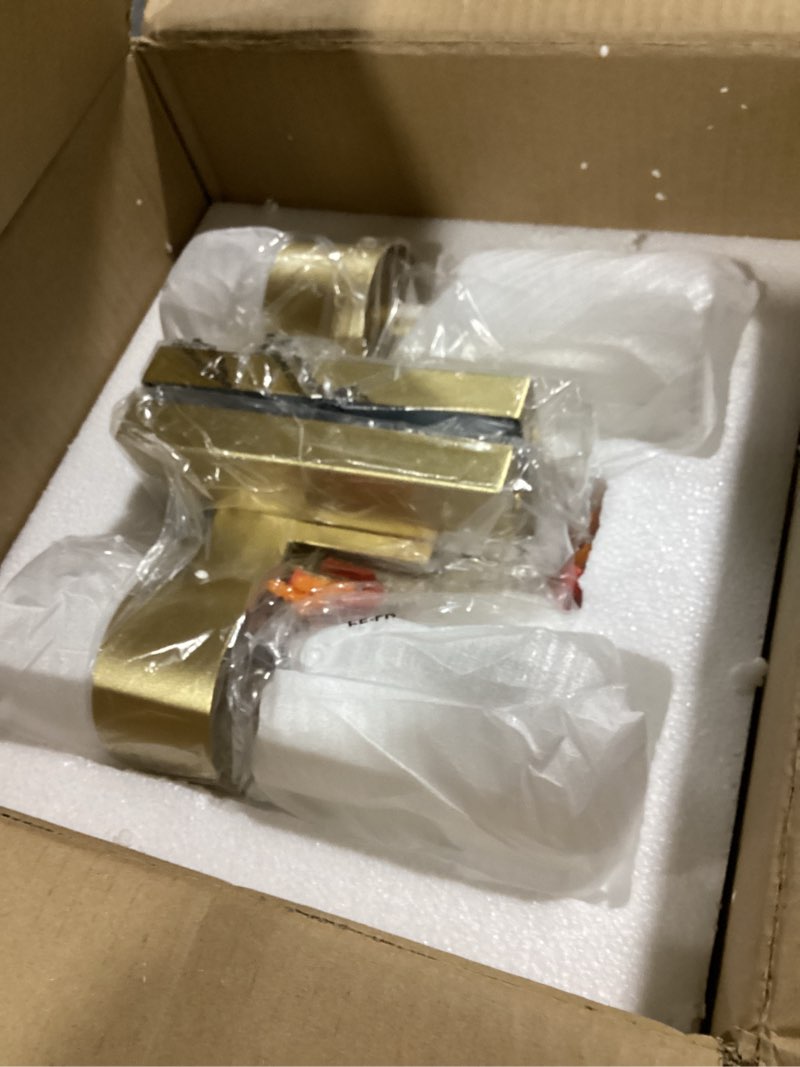 Condition photo showing Good Condition for WUZUPS Set of 2 1-Light Bathroom Wall Light Fixture Over Mirror Class Shade Morden Vanity Scones for Bathroom Bedroom Living Room, E12 Base, Gold Wall Light, Gold, Set of 2 pcs
