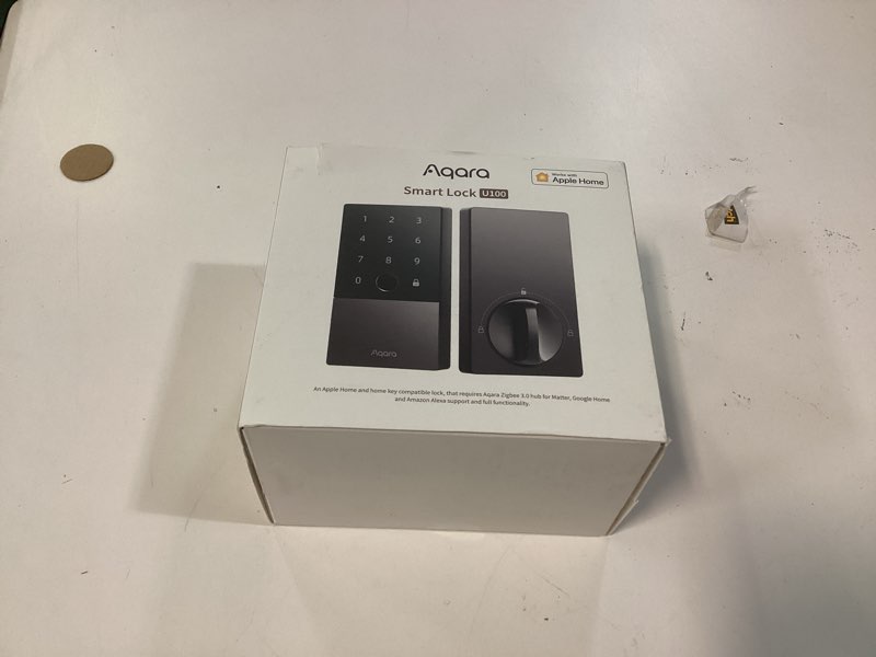 Condition photo showing New/Like New for aqara smart lock u100, fingerprint keyless entry door lock with apple home key, touchscreen keypad, bluetooth electronic deadbolt, ip65 weatherproof, supports apple homekit, alexa, google, ifttt, gray
