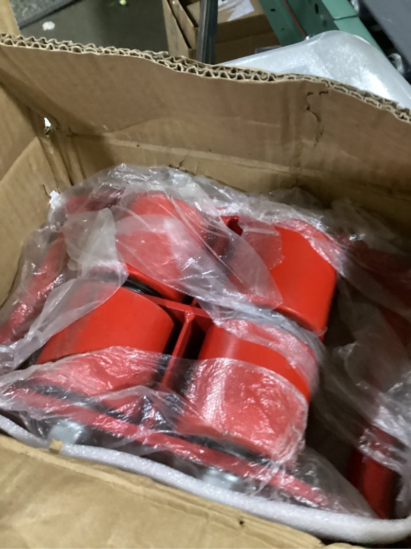 Condition photo showing Good Condition for FAHKNS Machinery Mover 6T 13200LB Capacity Machinery Skate 4 Wheels Dolly Skate Roller with 360 Degree Rotation Cap for Warehouse Workshop Factory, Red