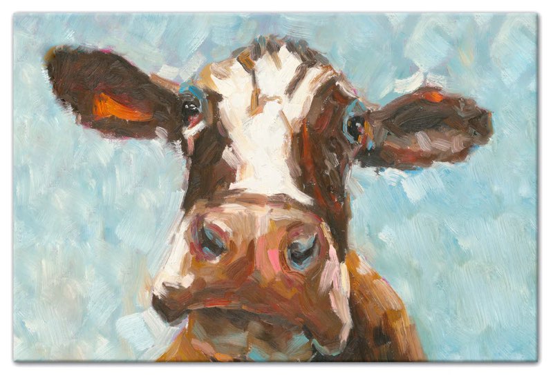 Curious Cow 1 Canvas Wall Art, 12"x18", Unframed