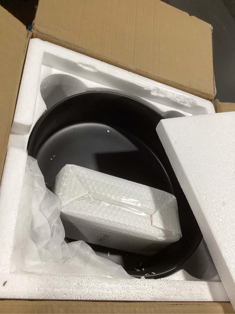 Condition photo showing Good Condition for Davivy 14.2'' Matte Black Round Vessel Sink with Pop Up Drain,Bathroom Vessel Sinks,Black Ceramic Vessel Sink,Round Bathroom Sink,Bathroom Sinks Above Counter,Round Sink Bowls for Bathroom