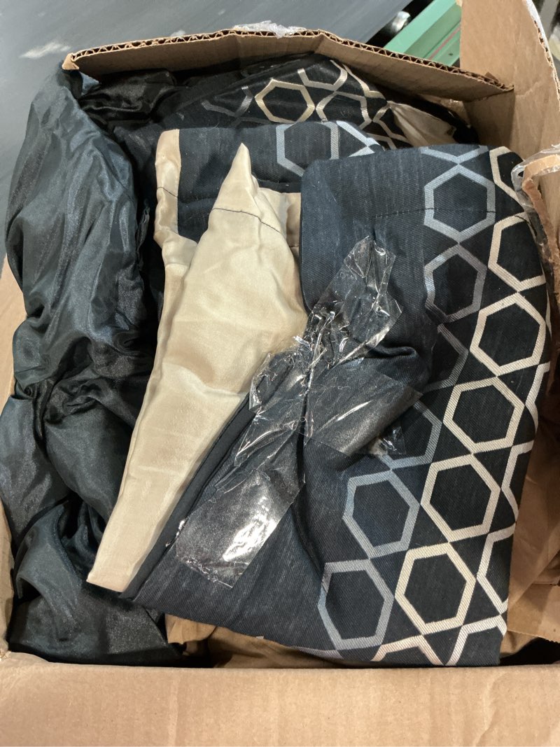 Condition photo showing As Is for Cottolester Brown Comforter Set Queen Size,Boho Striped Bed in a Bag,7 Piece Plaid Comforter and She