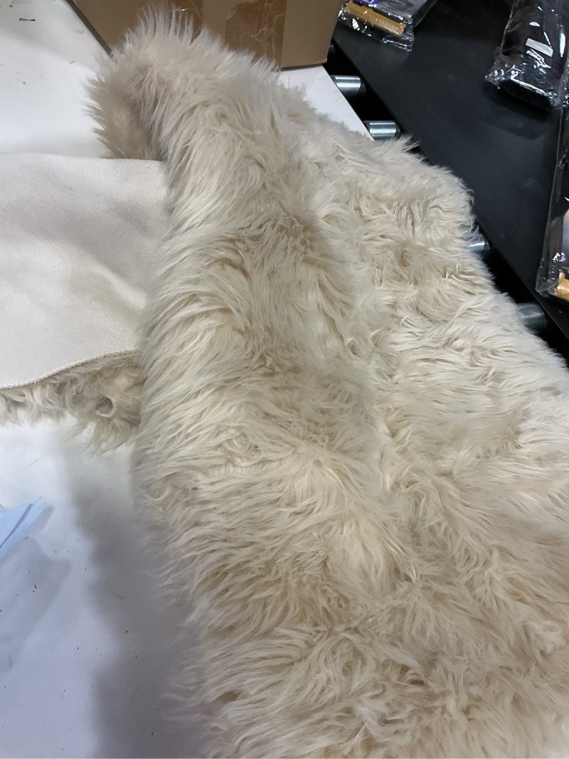 Condition photo showing As Is for EasyJoy Ultra Soft Fluffy/Fuzzy Shaggy Area Rug Faux Fur Chair Cover Seat Pad for Bedroom Floor Sofa Living Room (2 x 6 ft Sheepskin, Beige