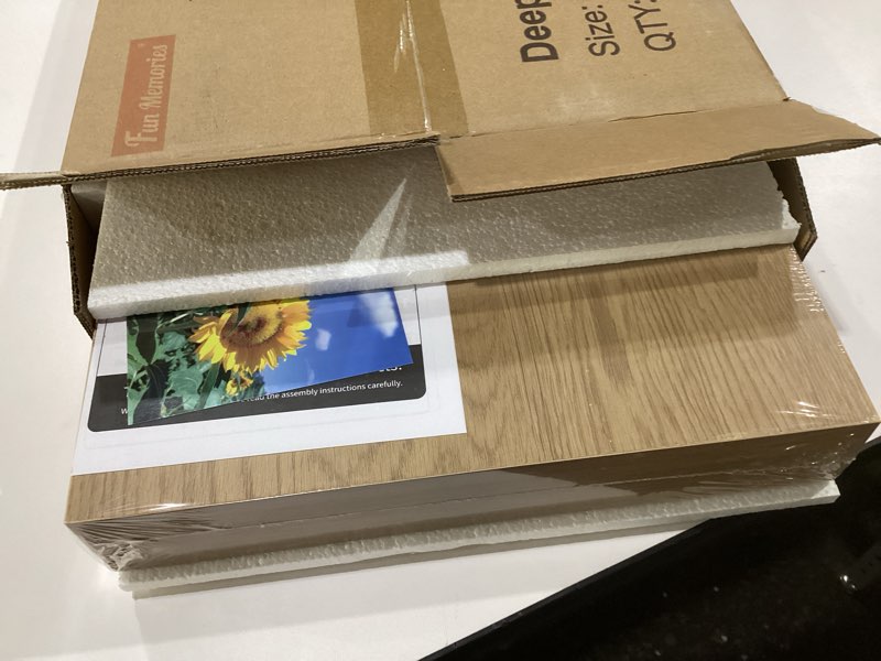 Condition photo showing New/Like New for 12 Inch Deep Floating Shelves, 24 x 12 Floating Shelf for Books, Rustic Wood Deep Wall Shelves for Home Storage & Display, 2" Thicked Shelves for Kitchen, Living Room, Bedroom, Oak Color, 1 Pack Oak 24"W x 12"D, 1 Pack