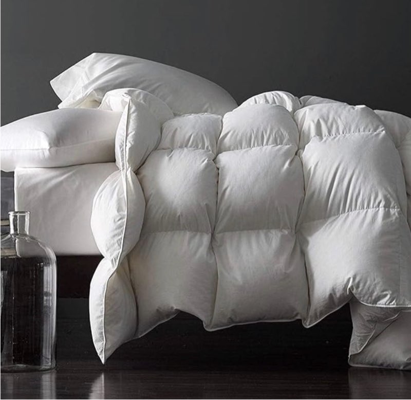 royoliving premium feathers down duvet insert comforter oversized king size all season medium warmth white 100% cotton cover with