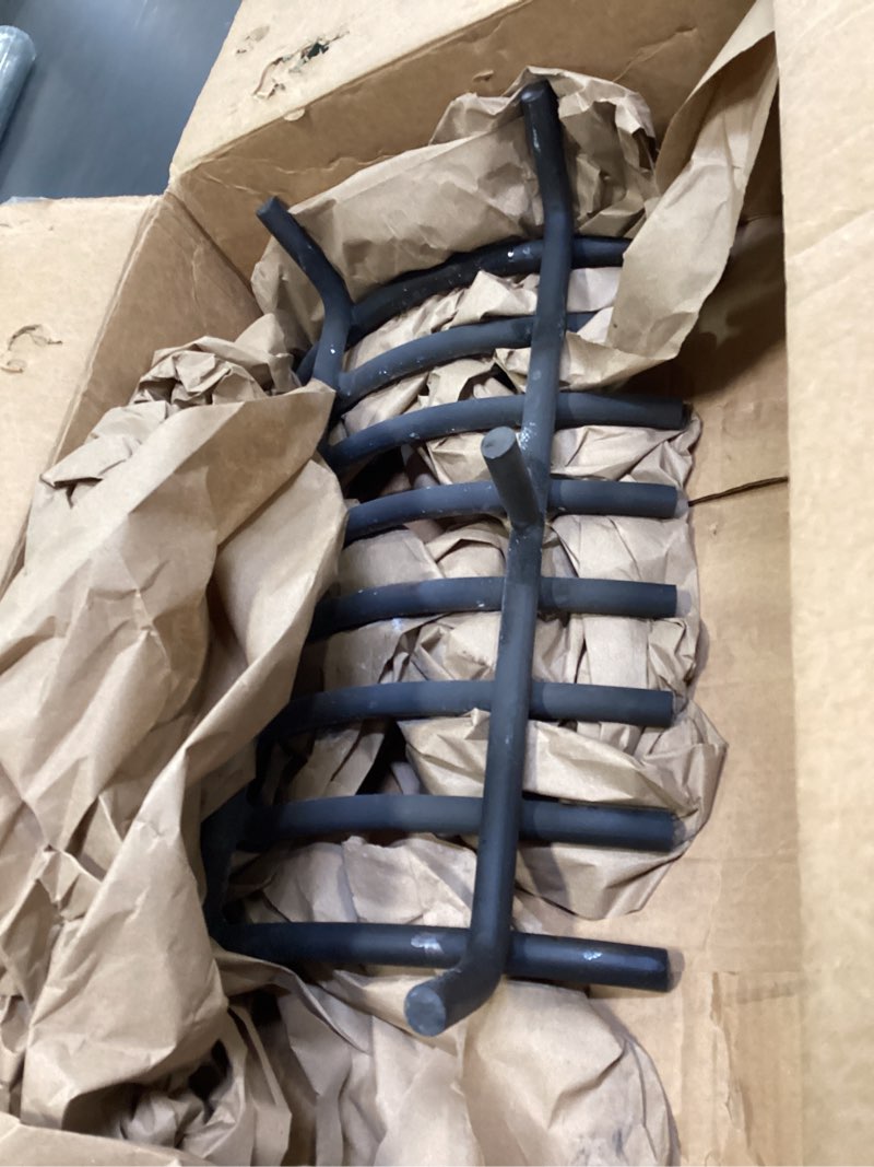 Condition photo showing As Is for Mr IRONSTONE Fireplace Grate 24 inch Solid Steel Heavy Duty Firewood Log Burning Rack Fire Grates for Outdoor Kindling Tools Pit Indoor Fireplace Log Holder Wrought Iron Wood Stove