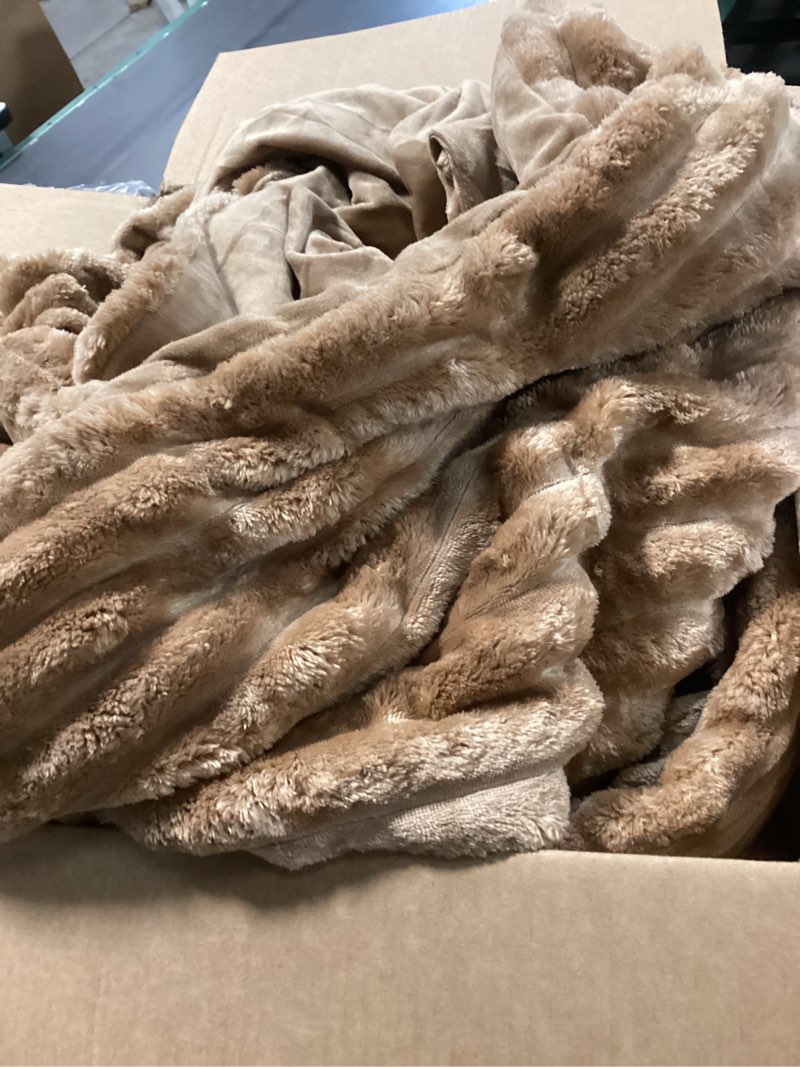 Condition photo showing Good Condition for newcosplay super soft throw blanket brown premium silky flannel fleece 3d clouds stylish jacquard lightweight bed blanket all season use 350gsm (brown, throw(50"x60")) brown throw(50"x60")