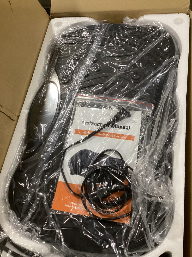 Condition photo showing Good Condition for vibration plate exercise machine, 130 levels full body workout vibrating plate for lymphatic drainage weight loss, 450 lbs capacity shake platform with resistance bands bluetooth for women men