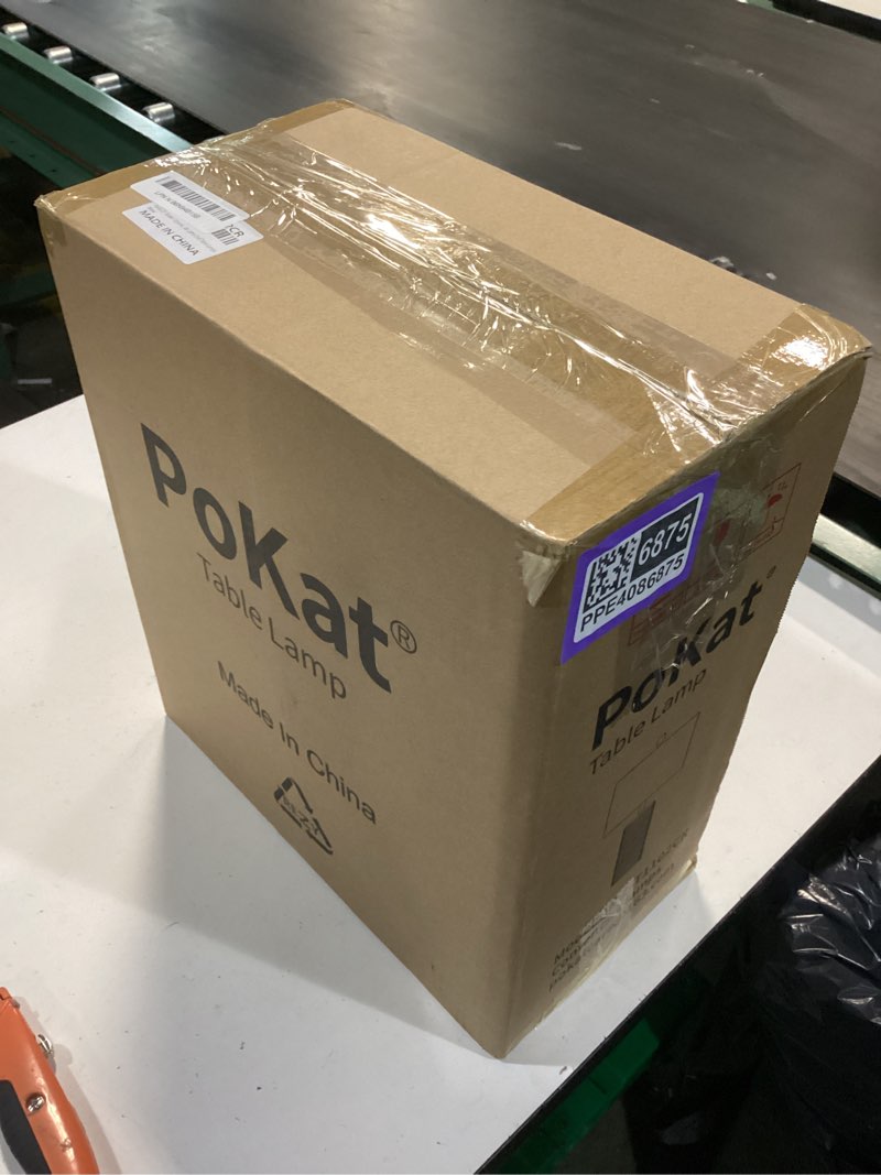 Condition photo showing New/Like New for PoKat 23" Modern Ceramic Table Lamp Set of 2 for Living Room White Desk Lamps for Bedroom Farmhouse Bedside Nightstand Bedside Lamp End Table Lamps Beige Beige and White - 23'' Ceramic Lamps