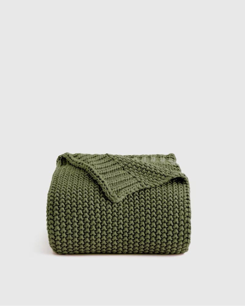 quince cotton fisherman throw color olive, 127*152 cm 