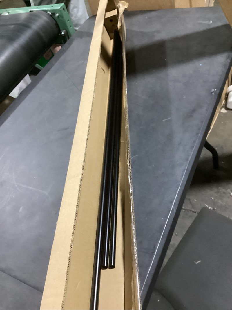 Condition photo showing As Is for amazon basics adjustable easy to install blackout curtain rod for bedroom and living room, 88" to 120", black black 88" to 120" single rod