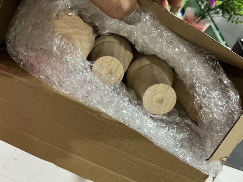 Condition photo showing Good Condition for weysat 4 pcs turned table legs unfinished cottage farmhouse rubber wood bench legs solid wood mid-century wooden furniture coffee table replacement, 16" h x 2" w