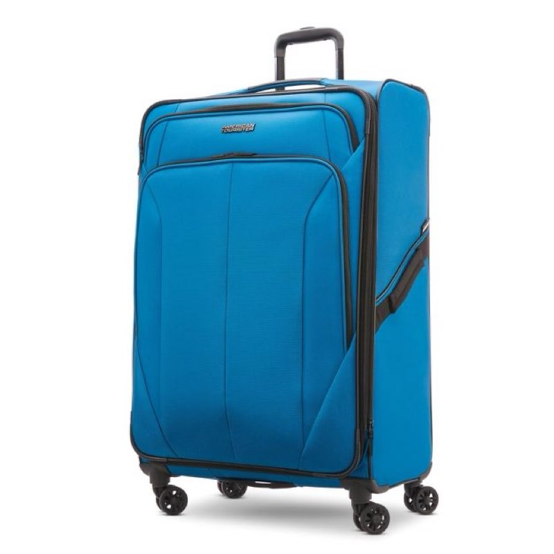 american tourister phenom softside medium checked spinner wheels suitcase - blue