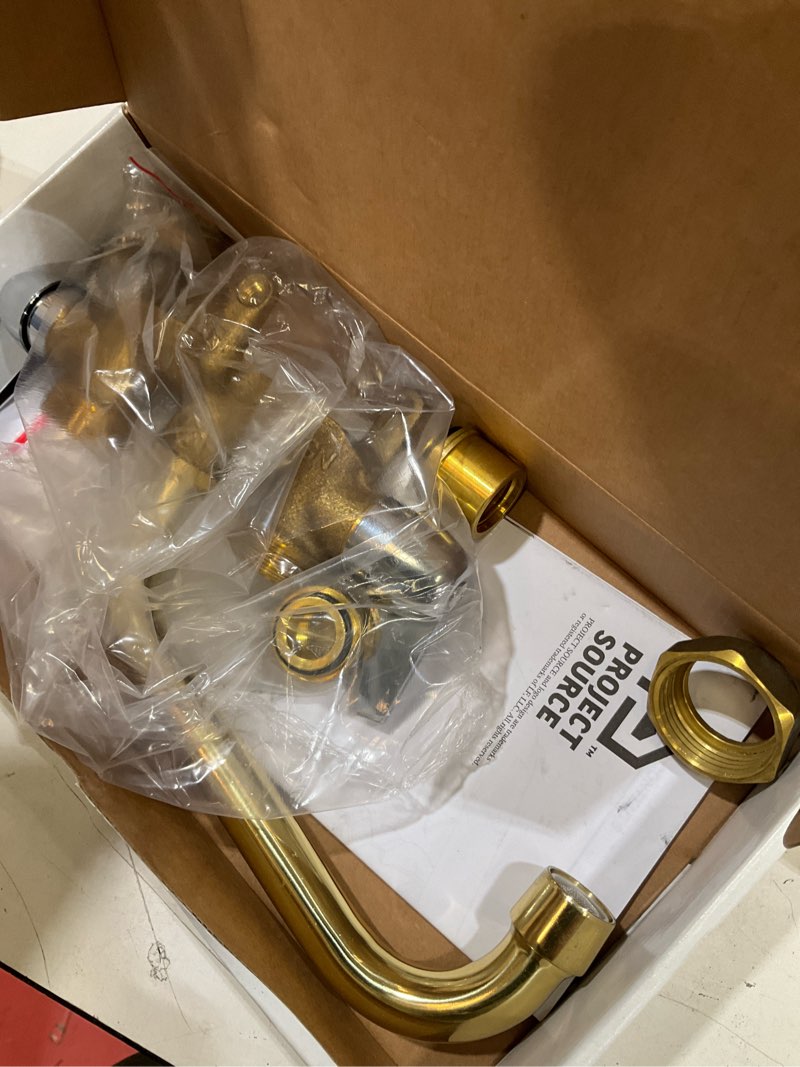 Condition photo showing As Is for project source rough brass 2-handle deck-mount utility faucet