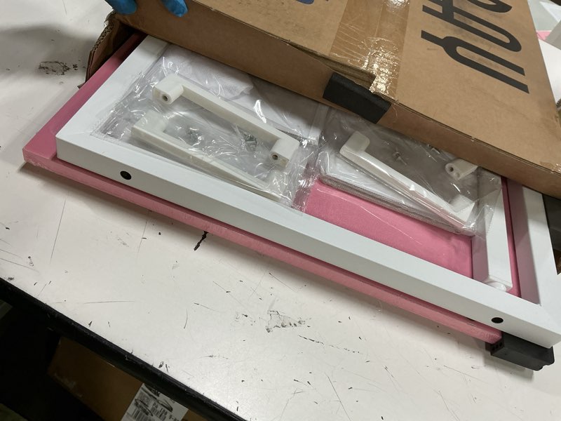 Condition photo showing Good Condition for pamray 32 inch computer desk with 4 drawers small office desk for home bedroom study writing simple modern computer table pink pink 32 inch