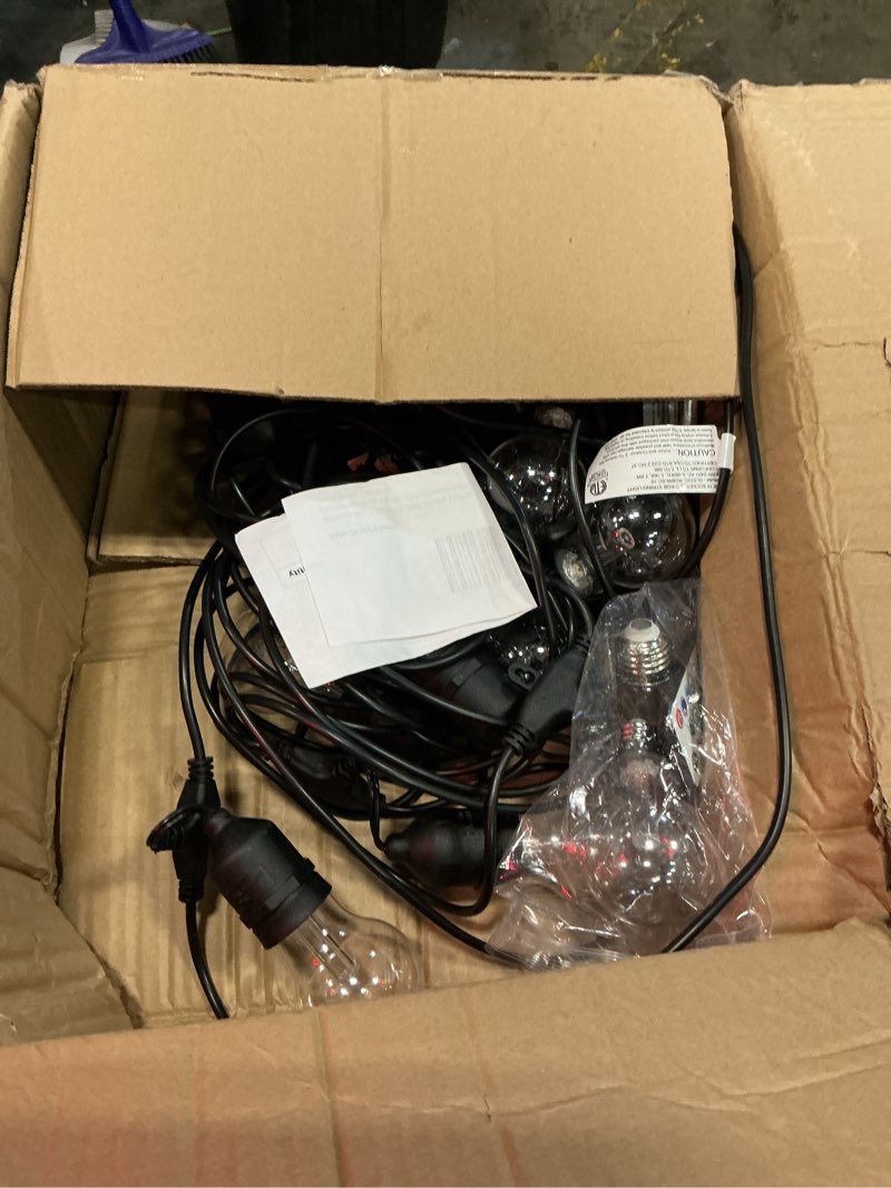 Condition photo showing Good Condition for 48ft outdoor rgb string lights, 16 shatterproof edison bulbs, dimmable color changing patio lights with remote control. perfect for bistro commercial led decorative lighting plug a55 48ft