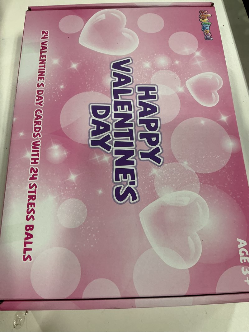 Condition photo showing New/Like New for 24 Pack Valentines Day Gifts for Kids, Valentines Day Cards for Kids School with Squeeze Balls, Squeeze Toys Classroom Exchange Valentines Party Favors Gifts for Boys and Girls
