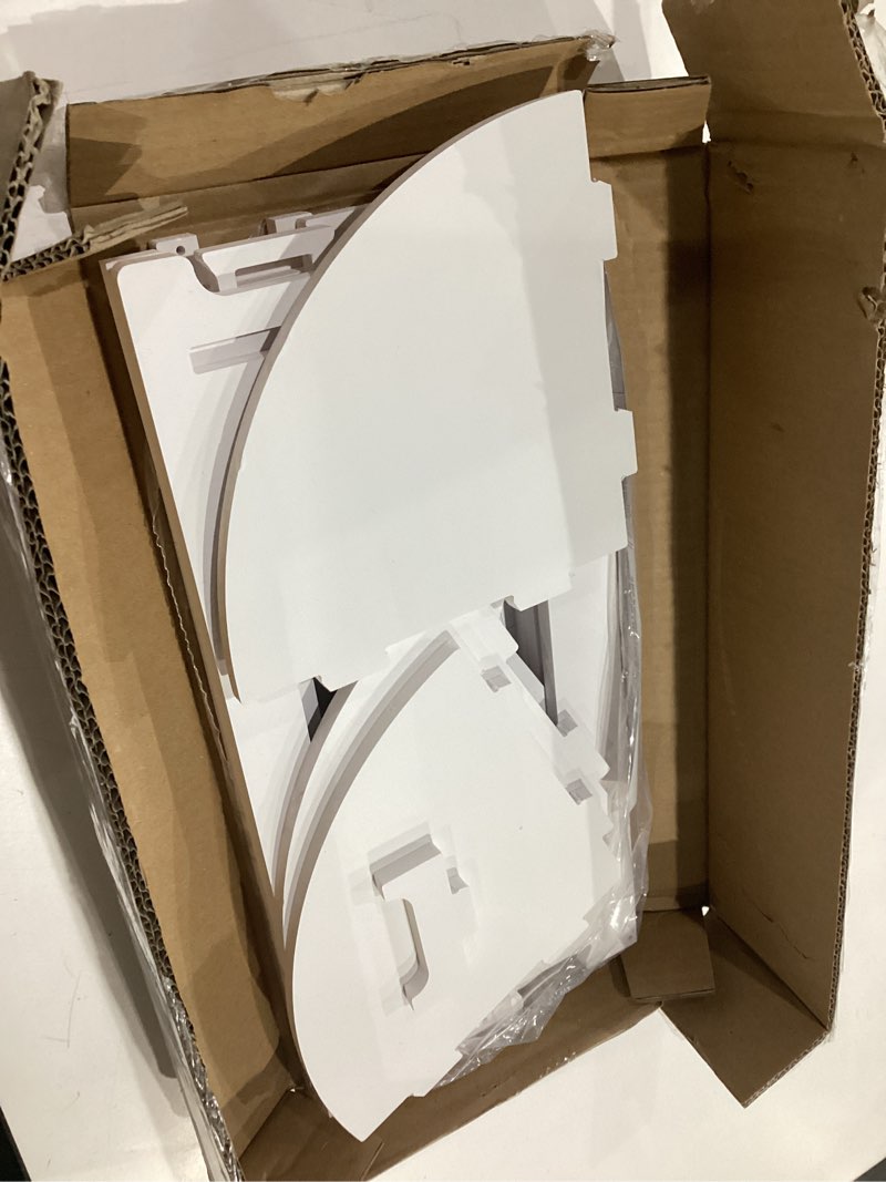 Condition photo showing As Is for corner shelf stand, storage organizer great for bathroom, corner shelf perfect for small space,waterproof stand also use for toilet paper stand,white 31.5"h (3 tier) white