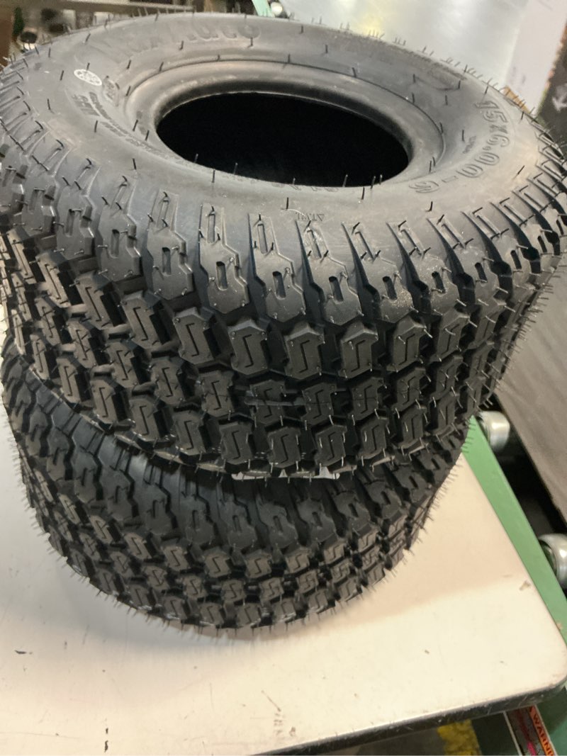 Condition photo showing New/Like New for maxauto15x6.00-6 lawn mower tire,15x6-6 front turf tires, 15-6.00-6 tubeless tires for lawn & garden riding mower tractor golf cart, 4ply, 570lbs capacity, set of 2