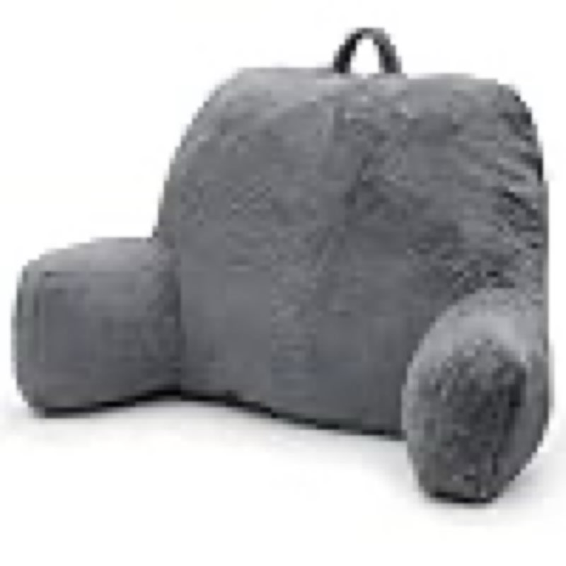 reading pillow large bed pillow,backrest pillow with arms, back support pillow for sitting up in bed, couch for adults lounging bedrest,grey