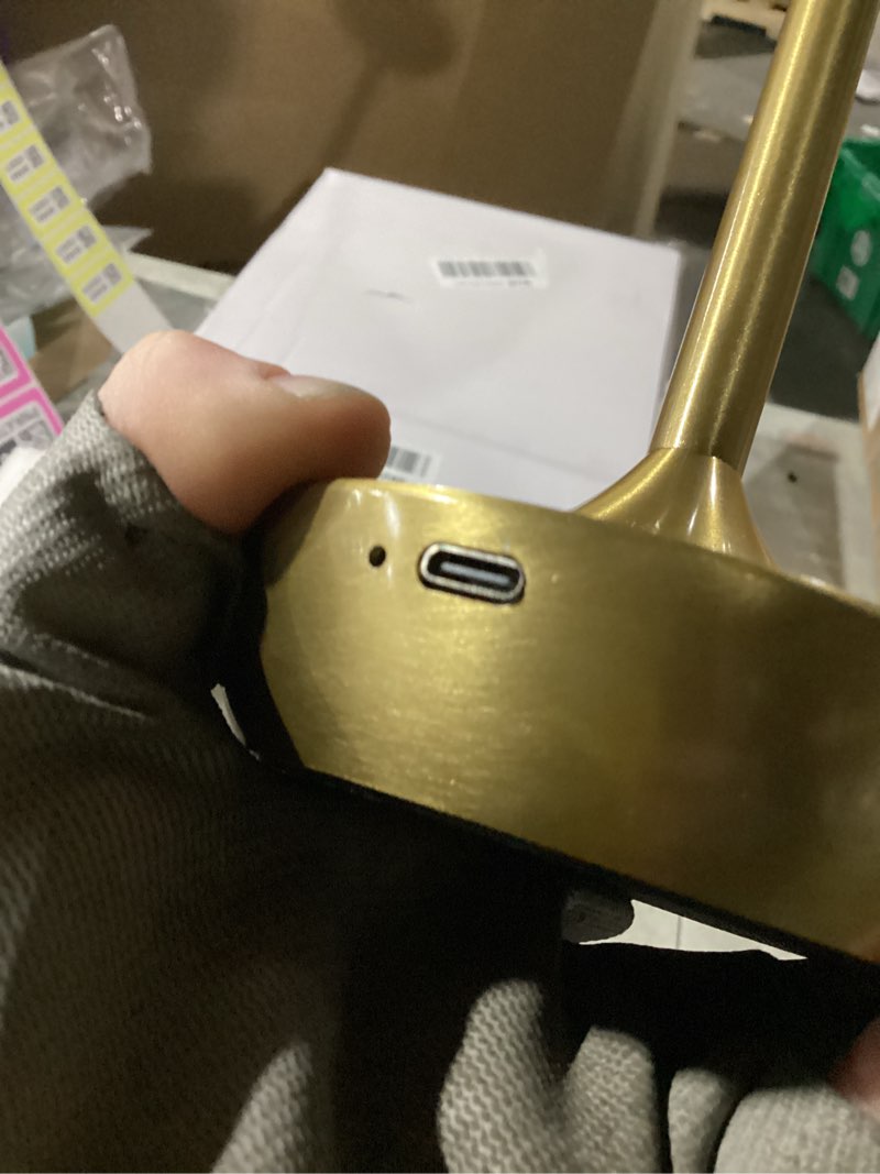 Condition photo showing As Is for 1 Pack Rechargeable Cordless Table Lamps, Portable 5000mAh Battery Table Light, 3 Color Stepless Dimming LED Table Light with Memory Function, for Outdoor/Dinner/Patio/Restaurant.(Gold) Gold-1